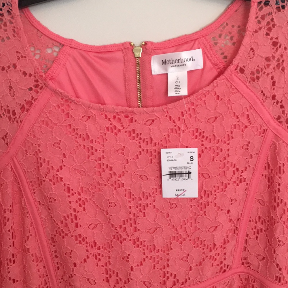 Coral Back Zip Lace Maternity Dress-NWT - Picture 6 of 6